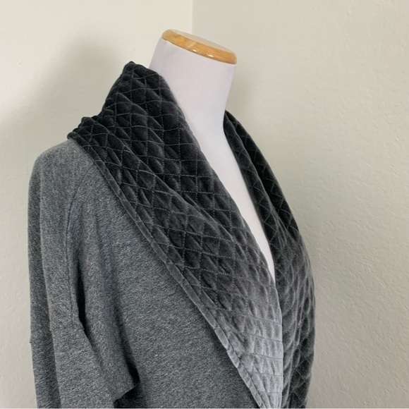 Soft Surroundings Lilas Gray Velvet Trim Cardigan Drawstring Waist Size M - Picture 7 of 16